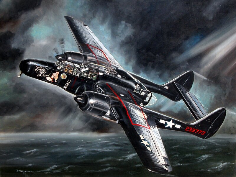 Black Twin-engine Bomber — Dramatic