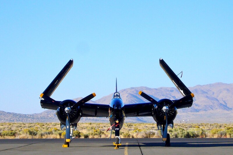Black Twin-engine Plane — Blue