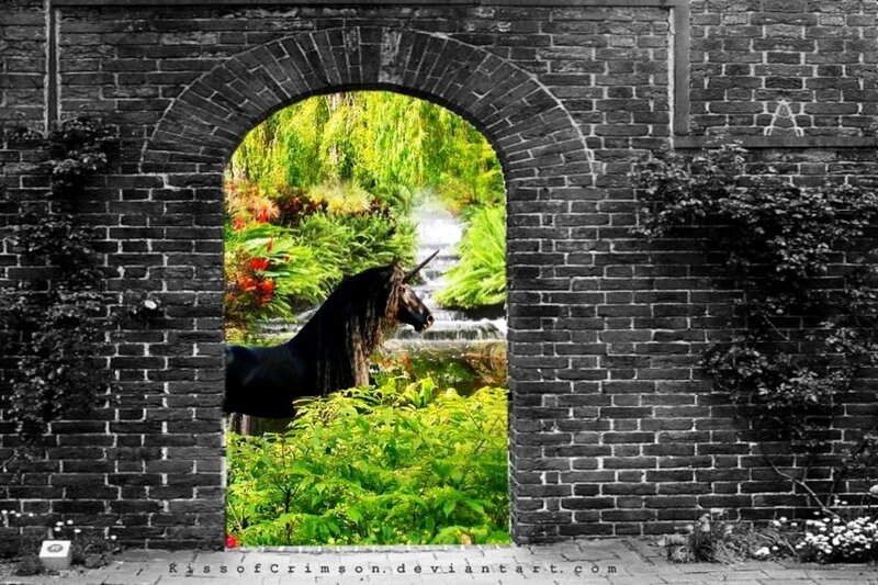Black Unicorn in Garden