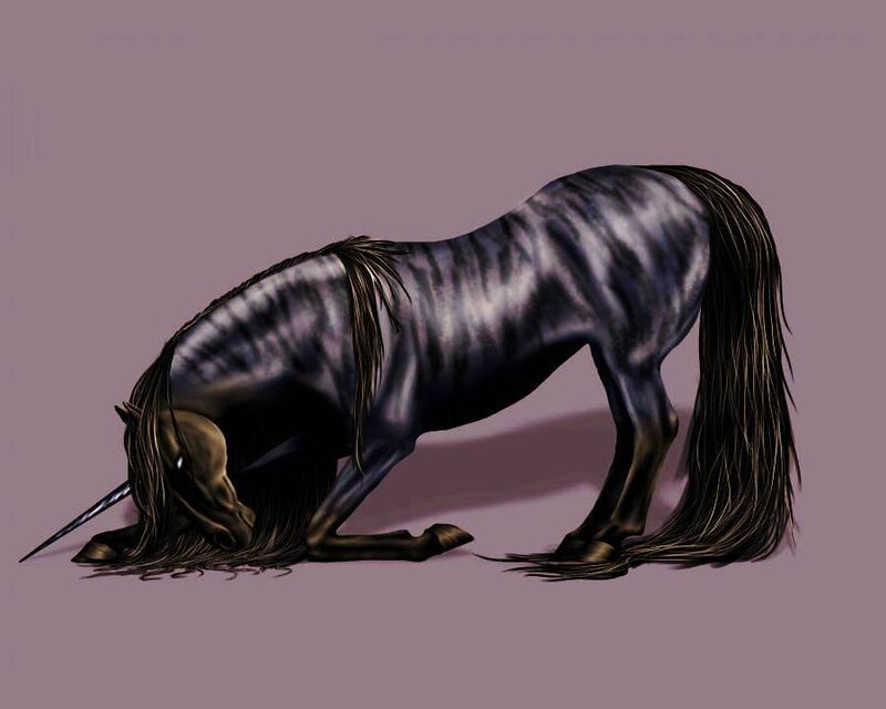 Black Unicorn Kneeling