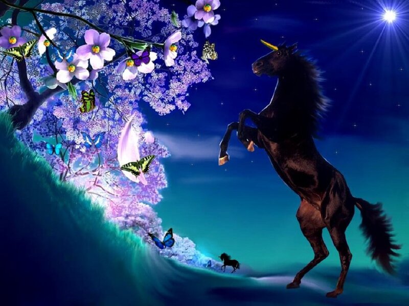 Black Unicorn Rearing — Blue