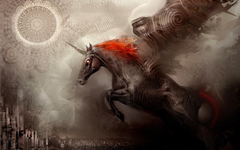 Black Unicorn with Red Mane