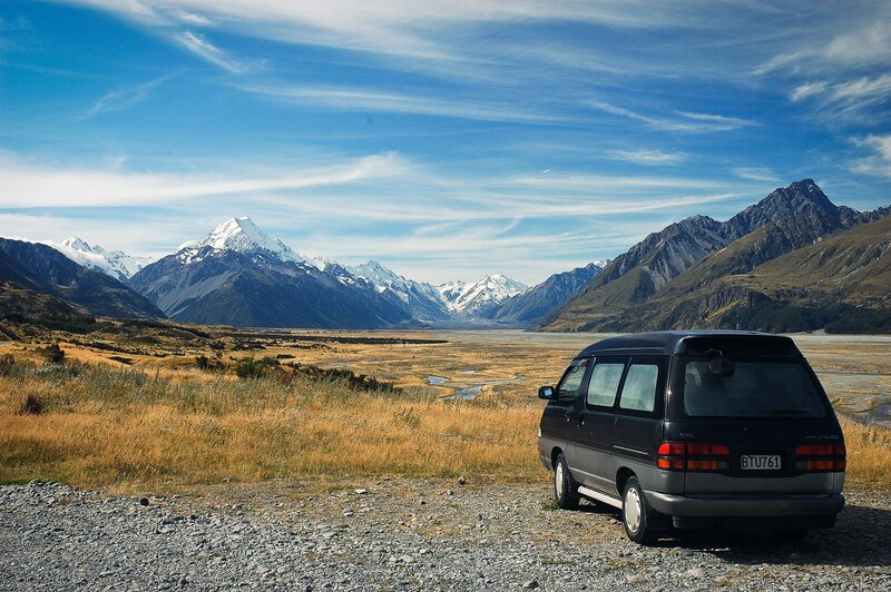 Black Van in Mountains