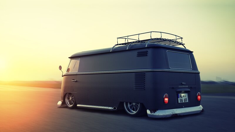 Black Van on Road