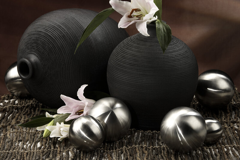 Black Vases with Lilies