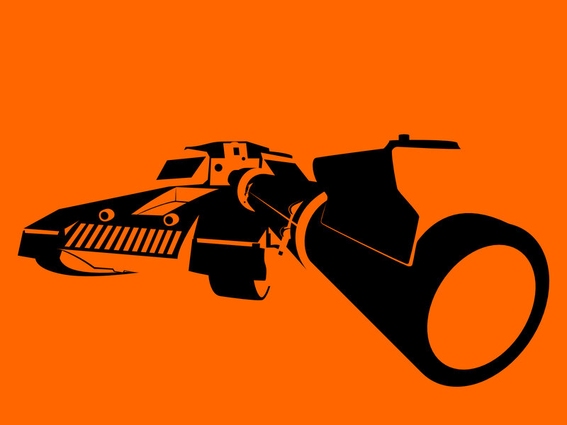 black vehicle on orange background