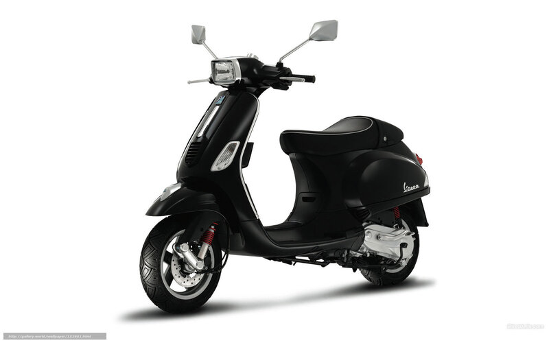Black Vespa Scooter — Neutral, Photograph, Mirror, Seat, Wheel