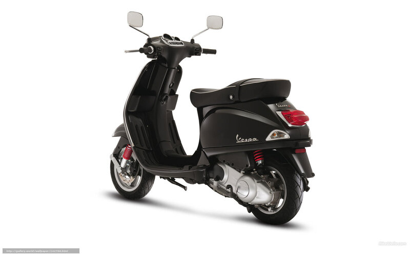 Black Vespa Scooter — Neutral, Photograph, Mirror