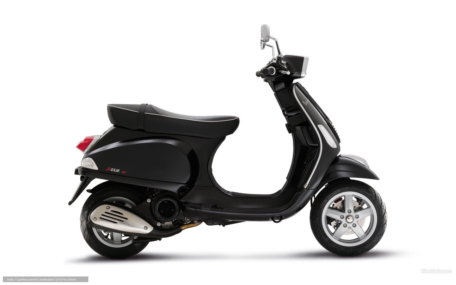 Black Vespa scooter side view