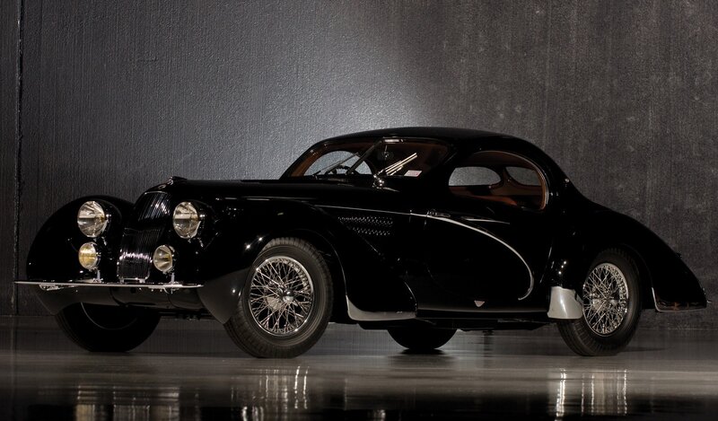 Black vintage Bugatti car