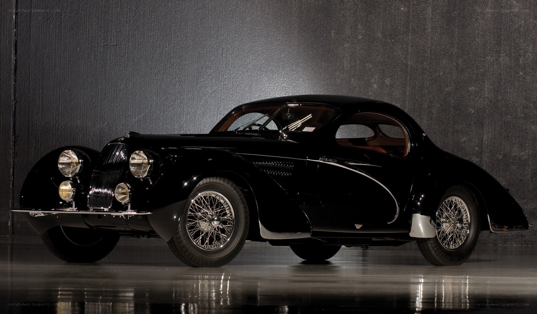 Black vintage Bugatti car