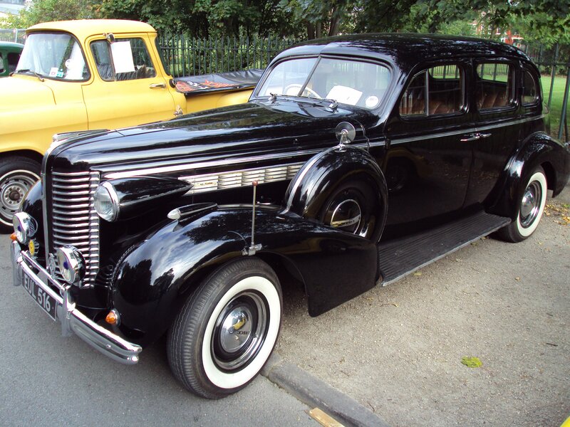 Black vintage car at a show