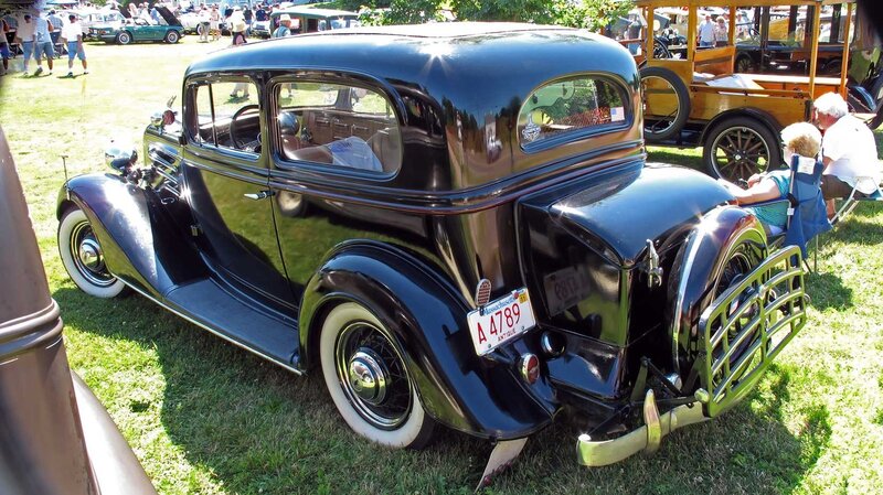 Black vintage car at a show