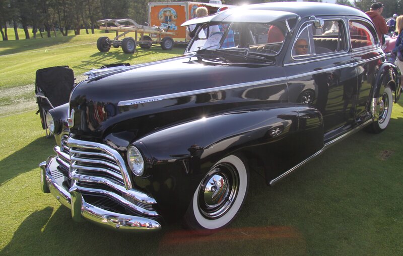 Black Vintage Car — Calm, Afternoon, Photograph, People, Grass