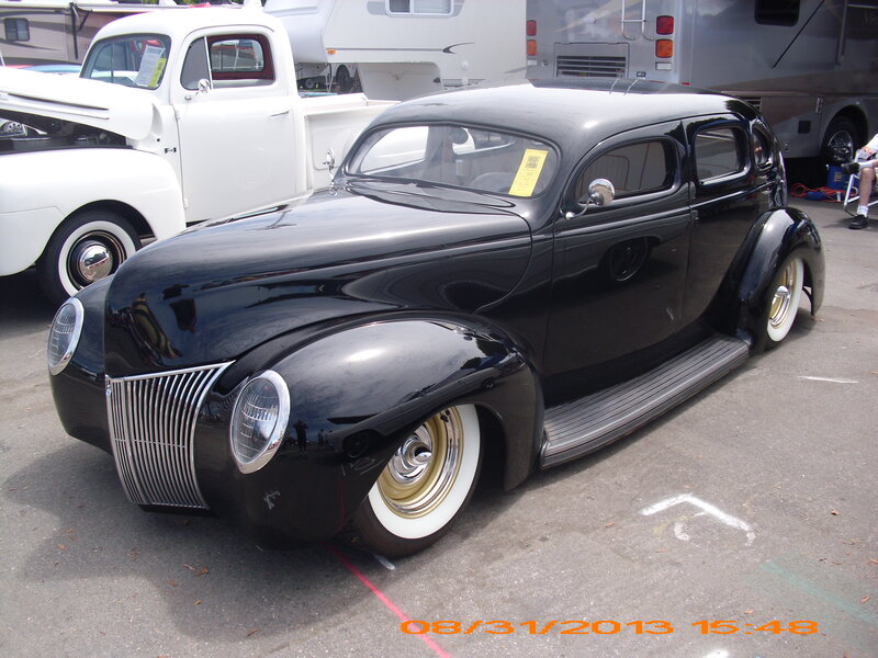 Black Vintage Car — Calm, Afternoon, Photograph, White Truck