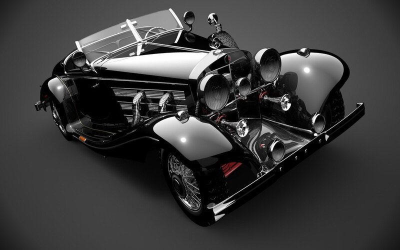 Black Vintage Car — Dramatic, 3d Render, Wheels