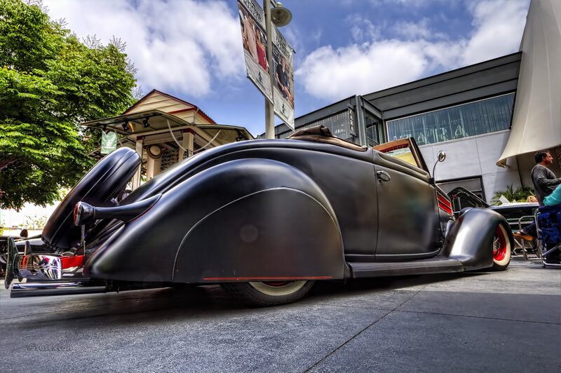 Black Vintage Car — Dramatic, Afternoon, Photograph, Tree