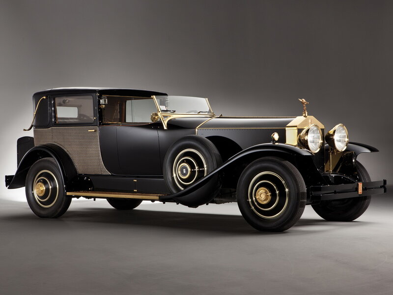 Black Vintage Car — Dramatic, Photograph, Gold Trim