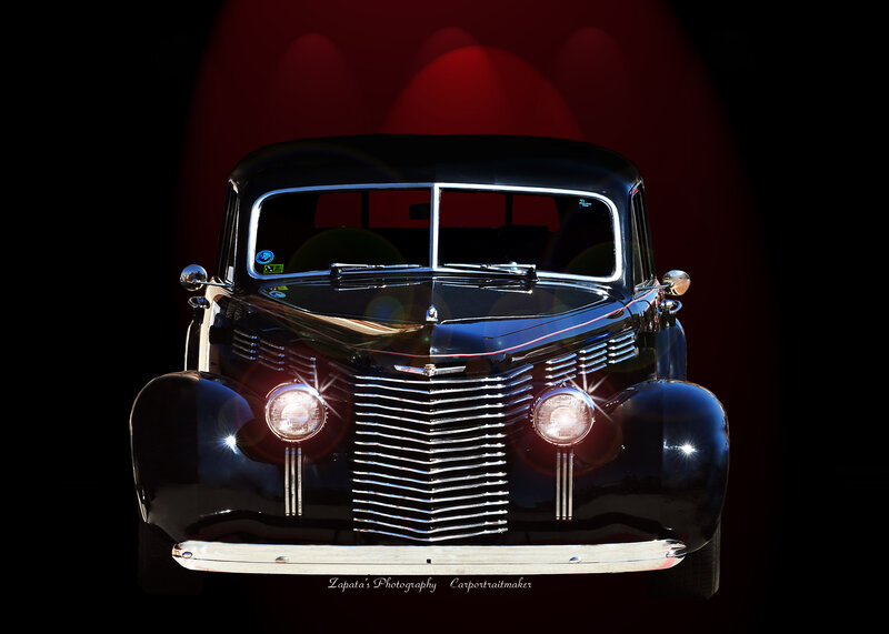Black Vintage Car — Dramatic, Photograph, Headlights, Grille