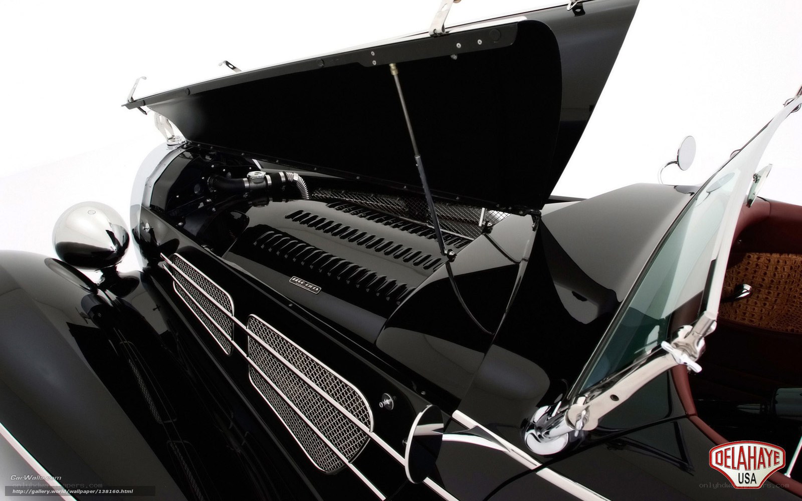 Black vintage car engine bay
