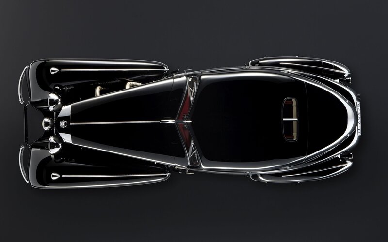 Black vintage car from above