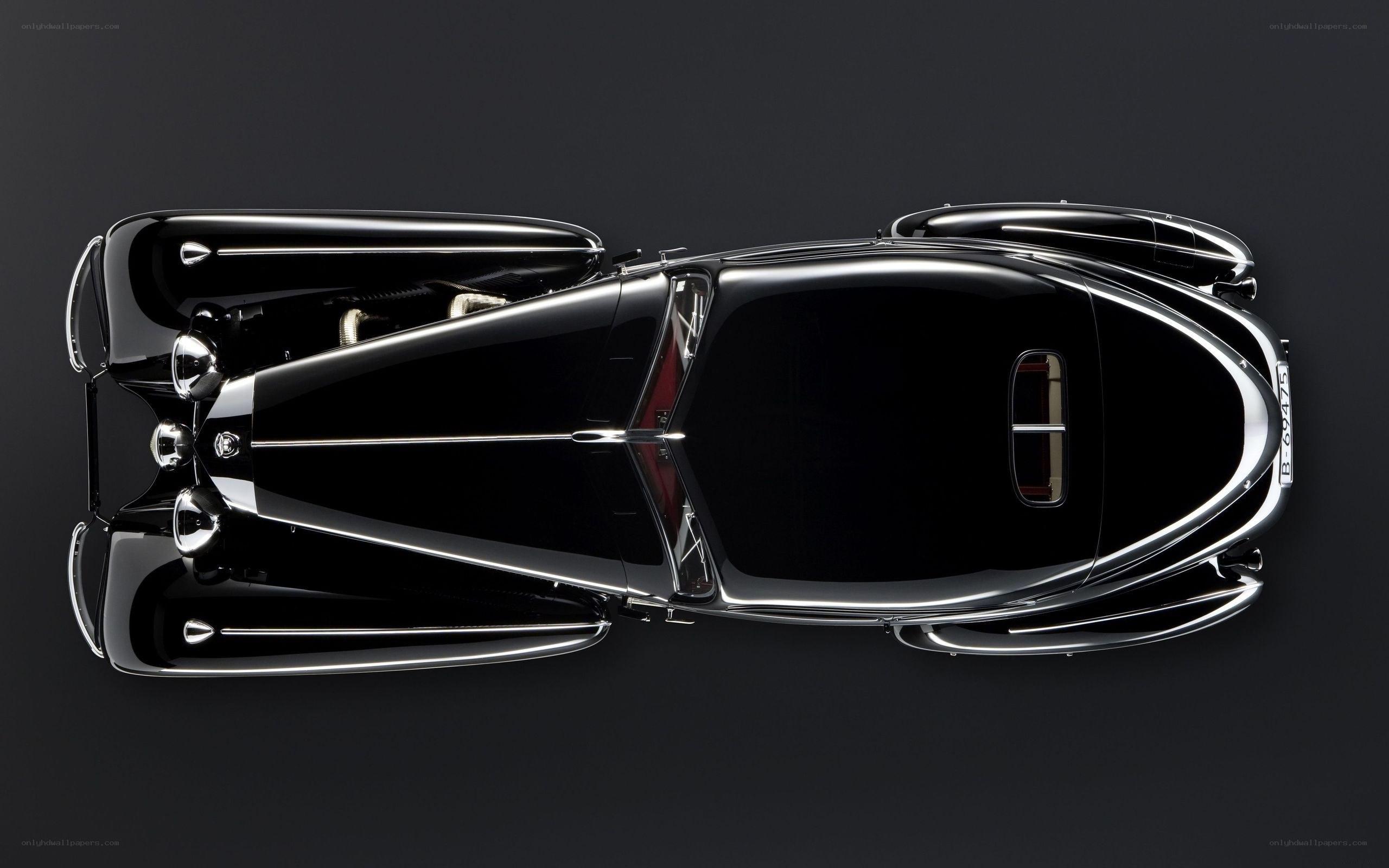 Black vintage car from above