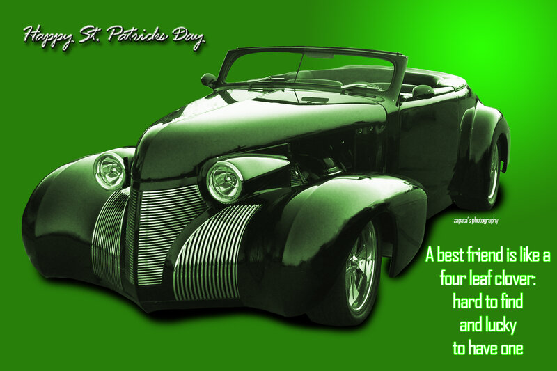 Black Vintage Car — Green, Festive