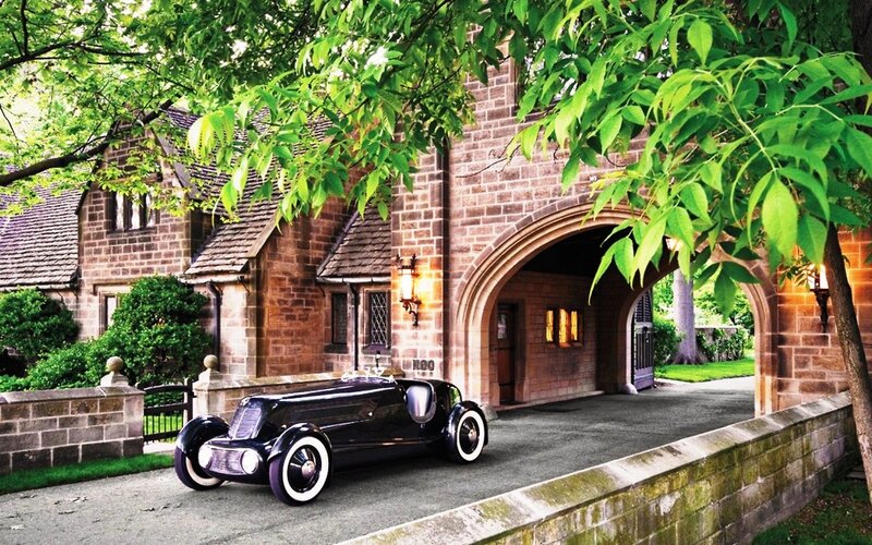 Black Vintage Car — Green, Serene, Afternoon