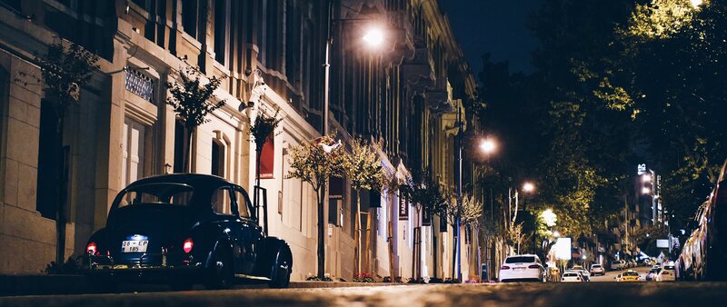 Black Vintage Car on Street — Calm