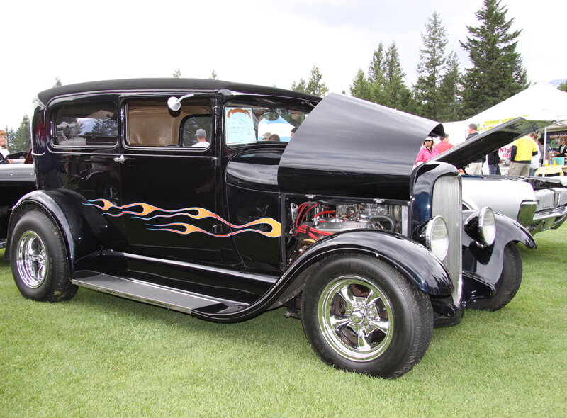 Black Vintage Car — Outdoor, Afternoon, Photograph, Flame Decals