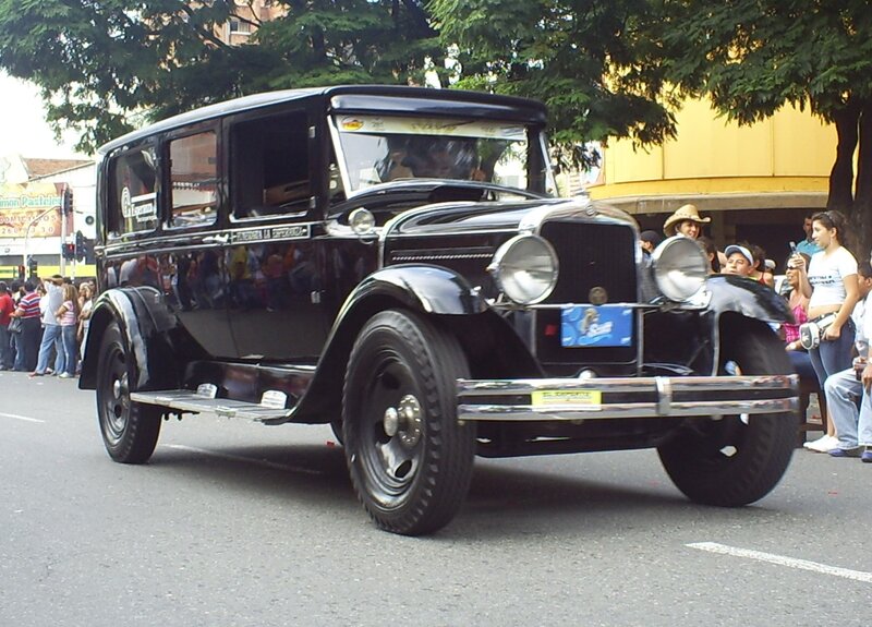 Black vintage car parade
