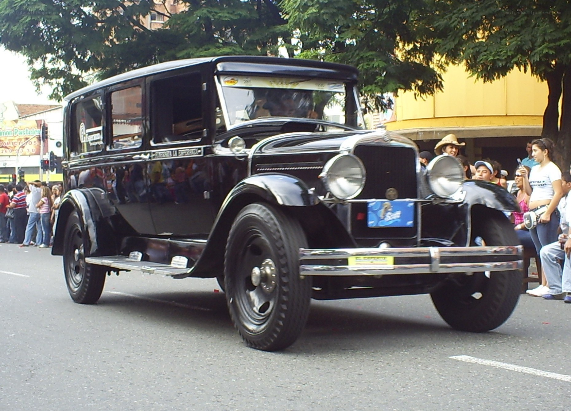 Black vintage car parade