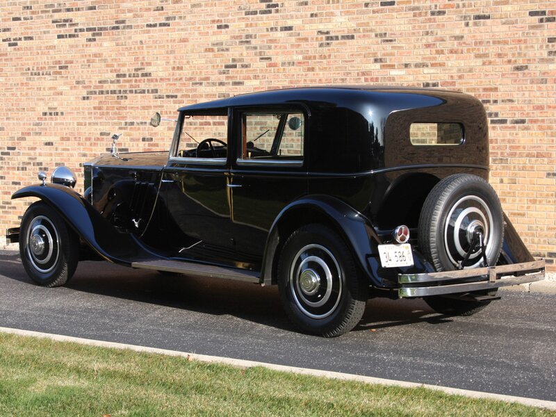 Black vintage car parked
