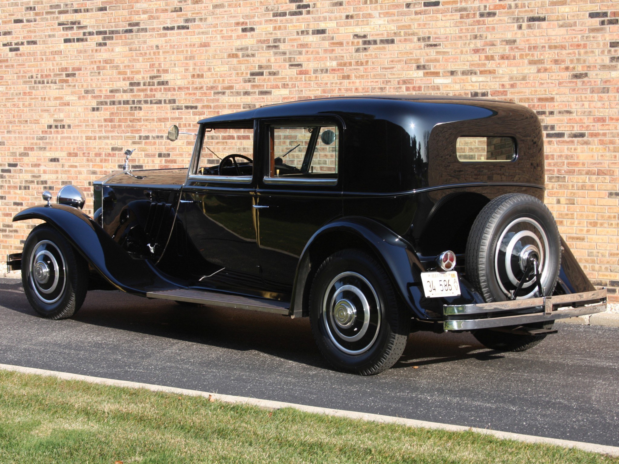 Black vintage car parked