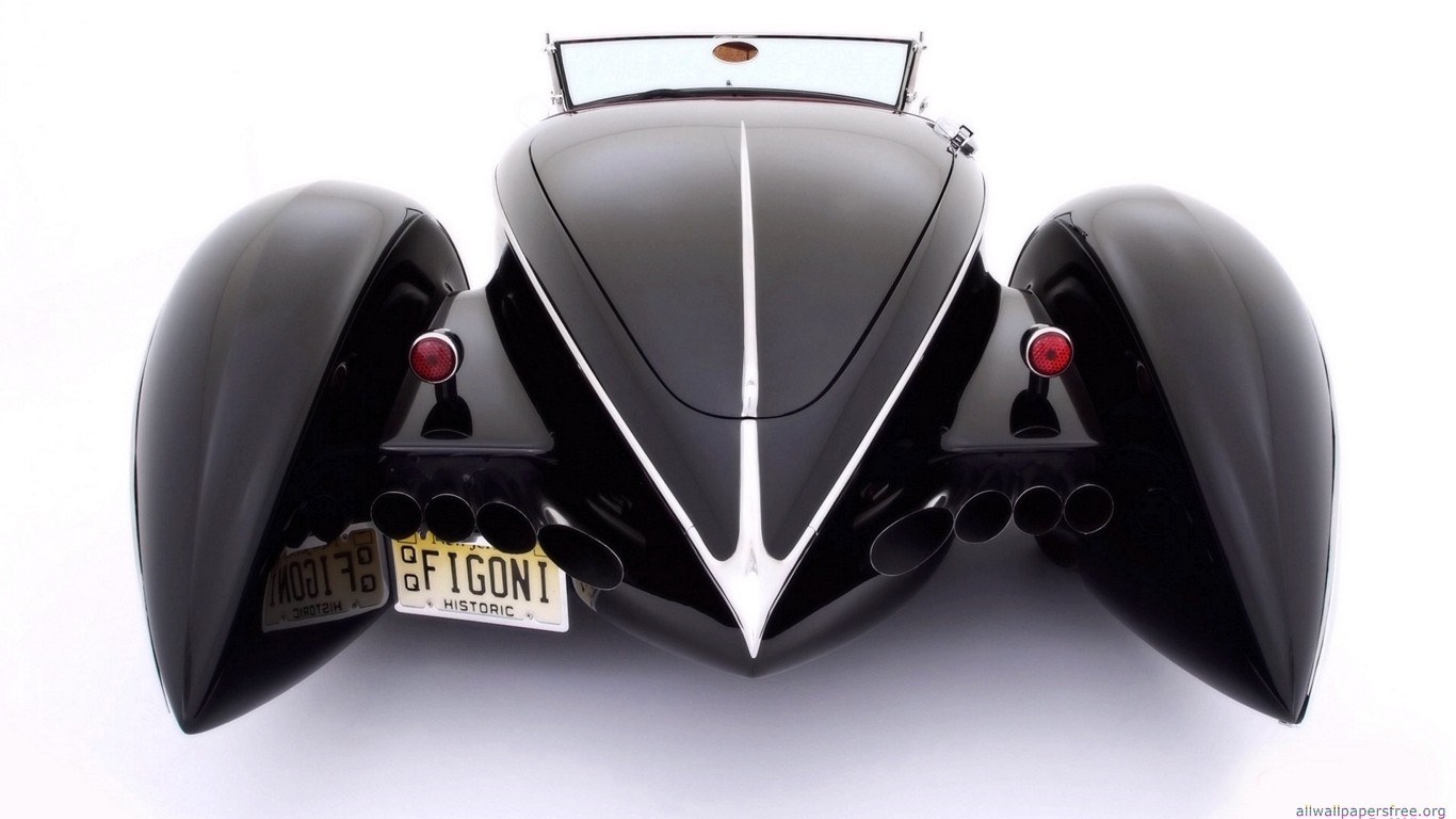 black vintage car rear view