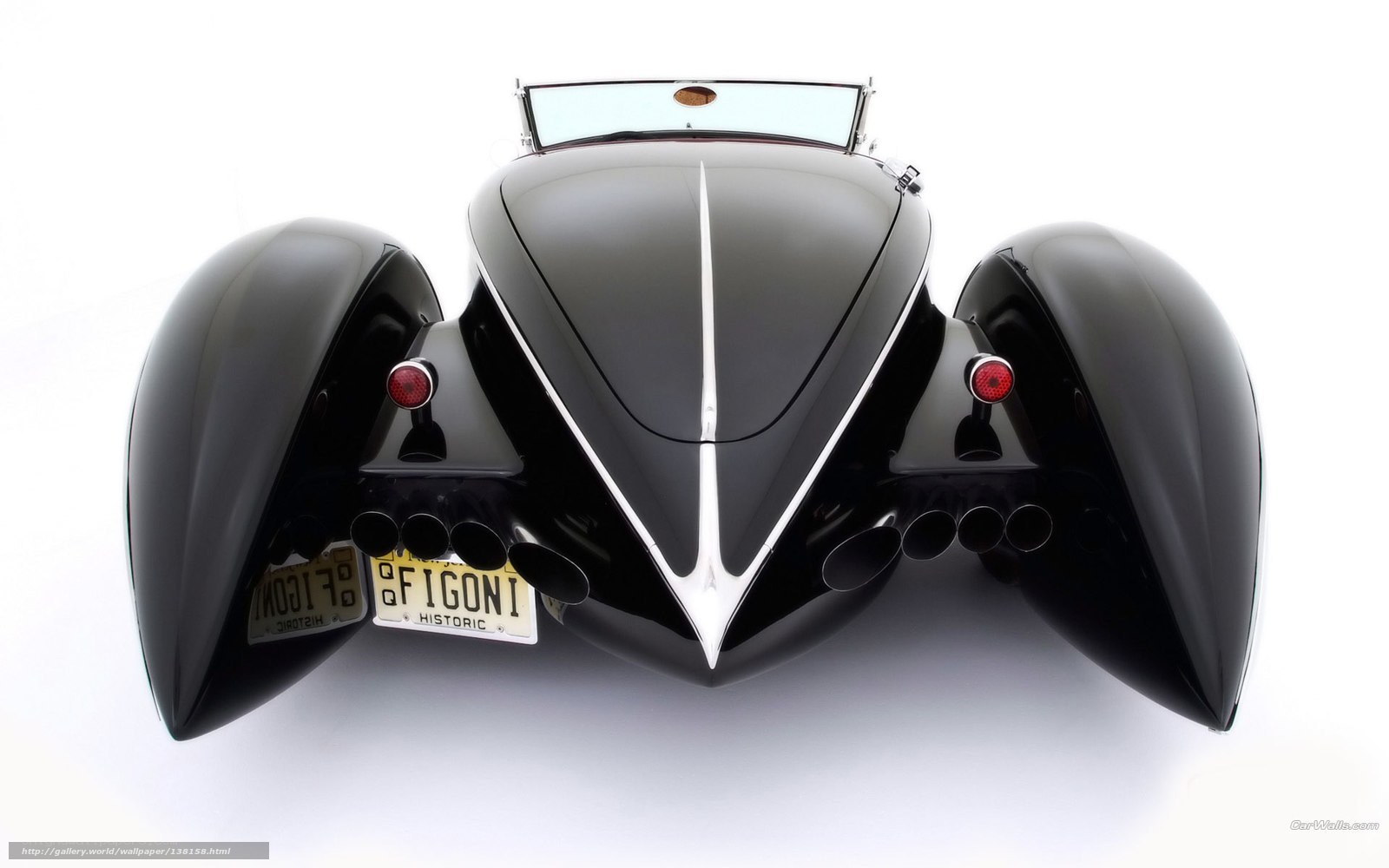 Black vintage car rear view