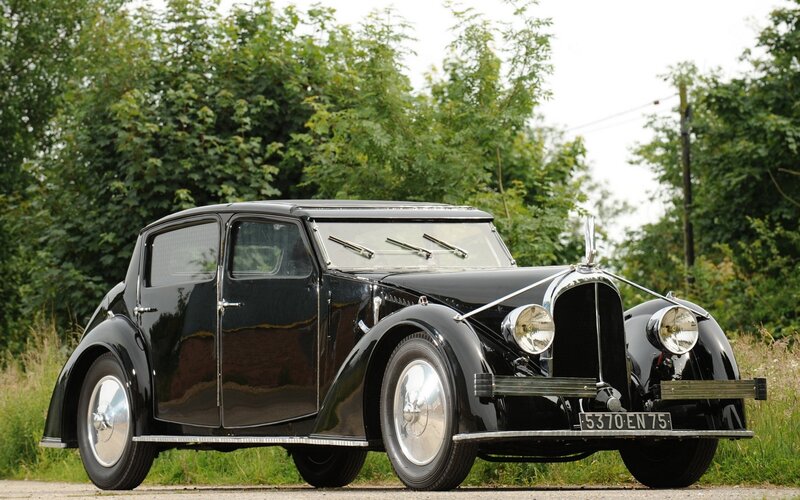Black Vintage Car — Serene, Afternoon, Photograph, Trees, Grass, License Plate