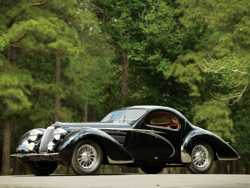 Black Vintage Car — Serene, Afternoon, Photograph, Trees, Road