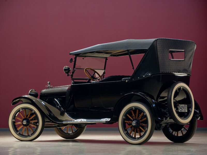 Black vintage car with convertible top
