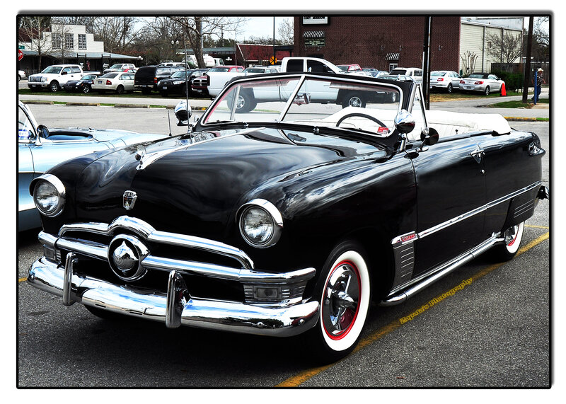 Black Vintage Convertible — Calm, Afternoon, Photograph, Car Show, Parking Lot