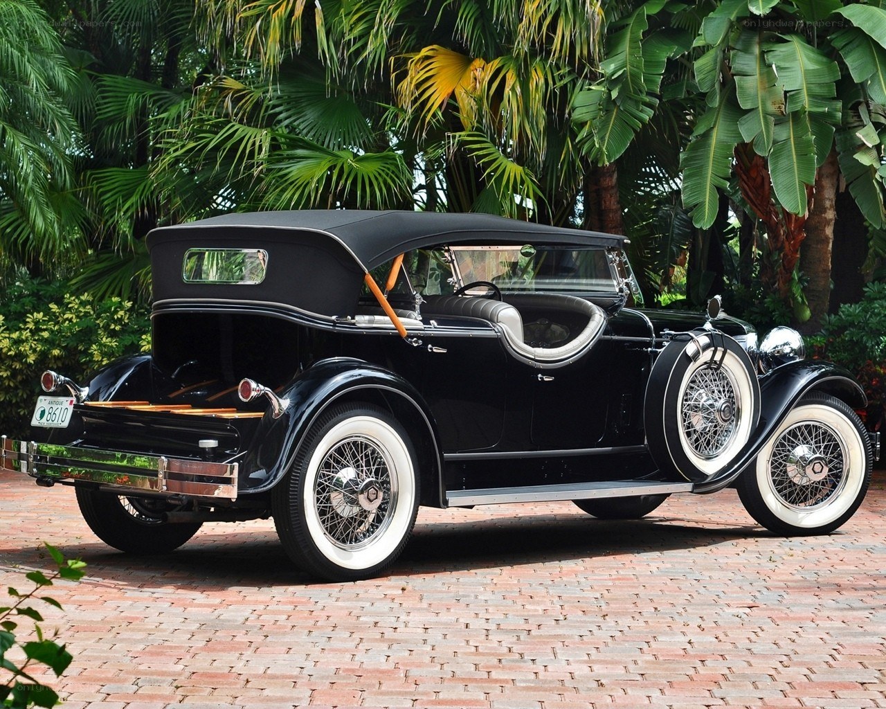Black vintage convertible car