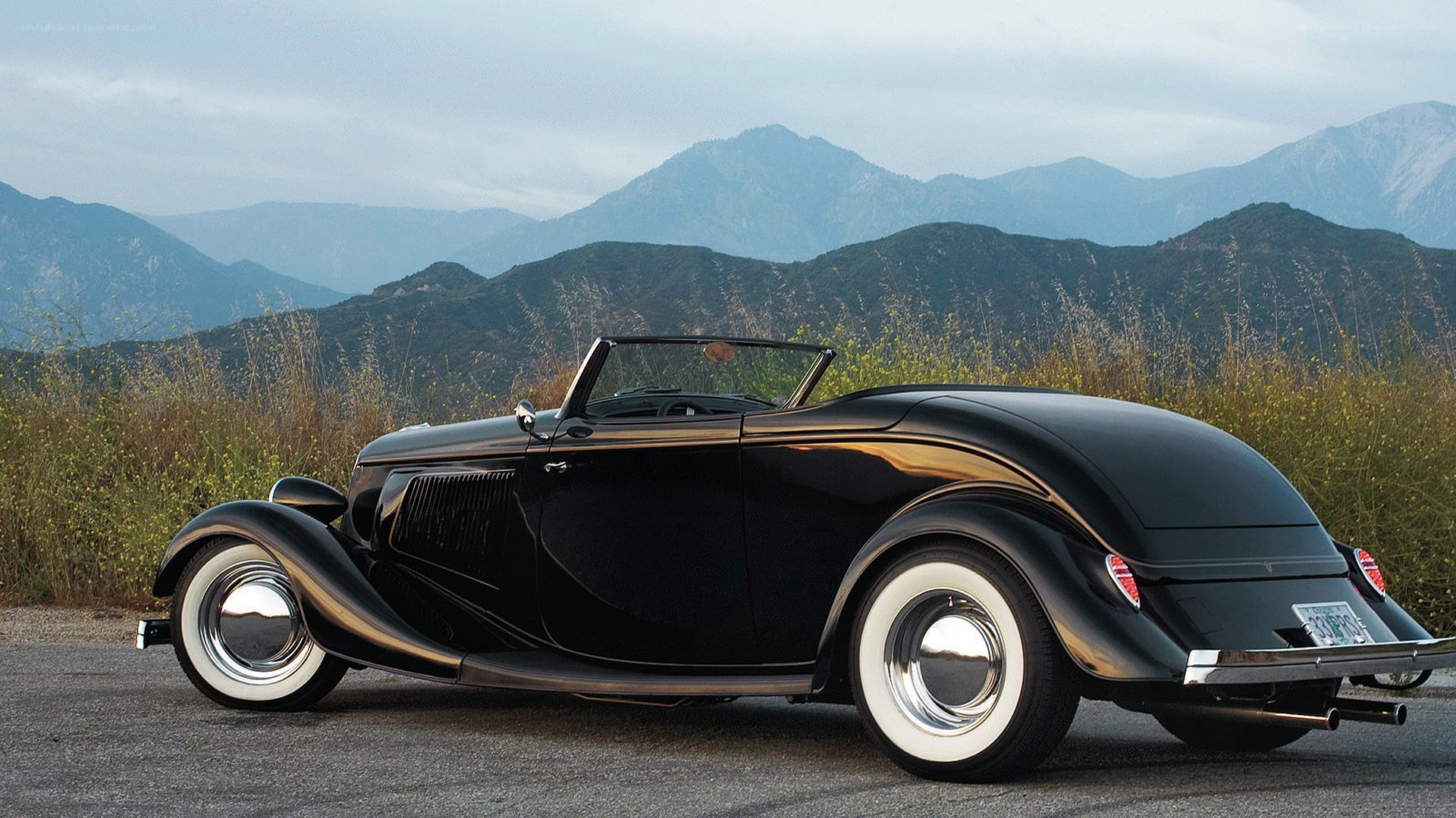 Black vintage convertible car