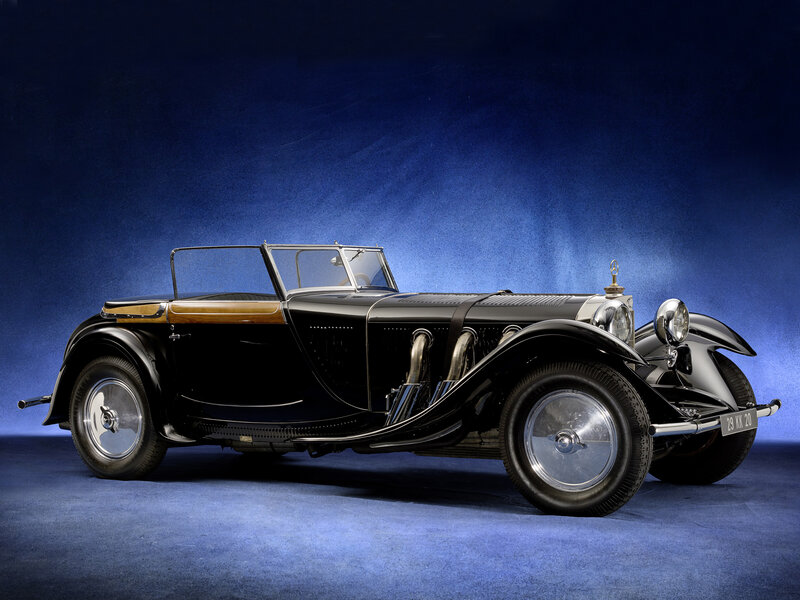 Black Vintage Convertible Car — Blue