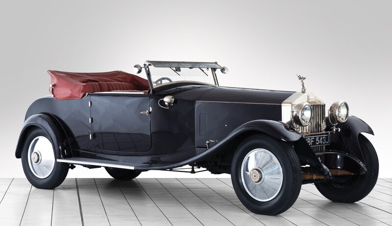 Black Vintage Convertible Car — Classic, Photograph, Red Interior, Chrome Grille