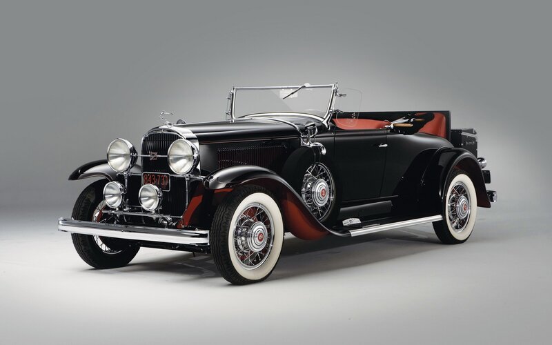 Black Vintage Convertible Car — Classic, Photograph, Red Interior, White-walled Tires