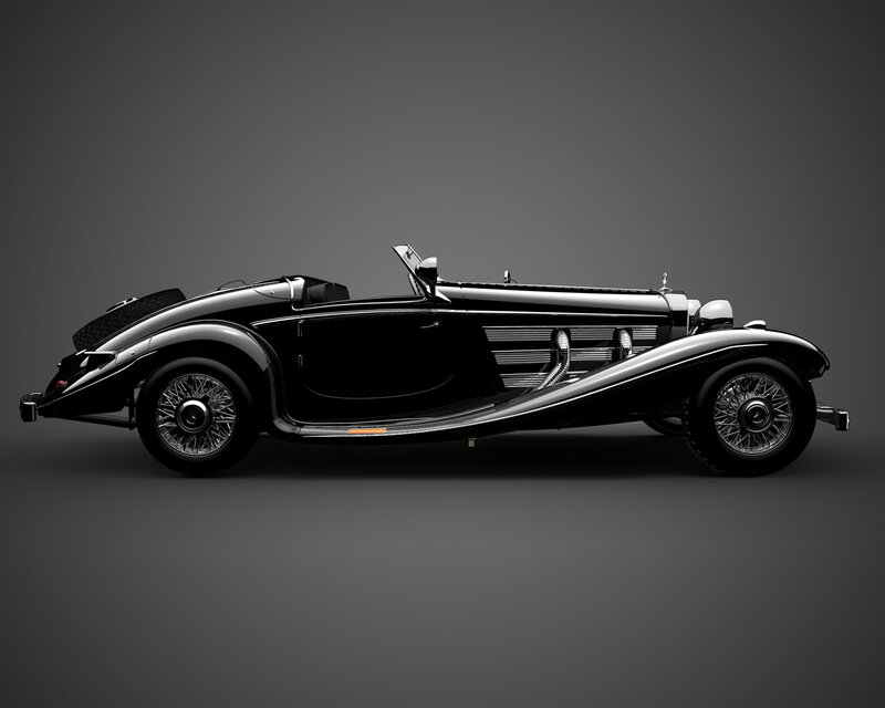 Black Vintage Convertible Car — Dramatic, 3d Render