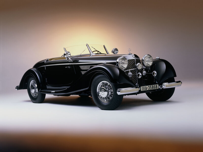 Black Vintage Convertible Car — Dramatic, Photograph