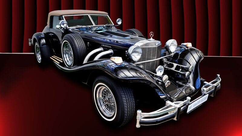 Black Vintage Convertible — Dramatic, Photograph, Car, Curtains