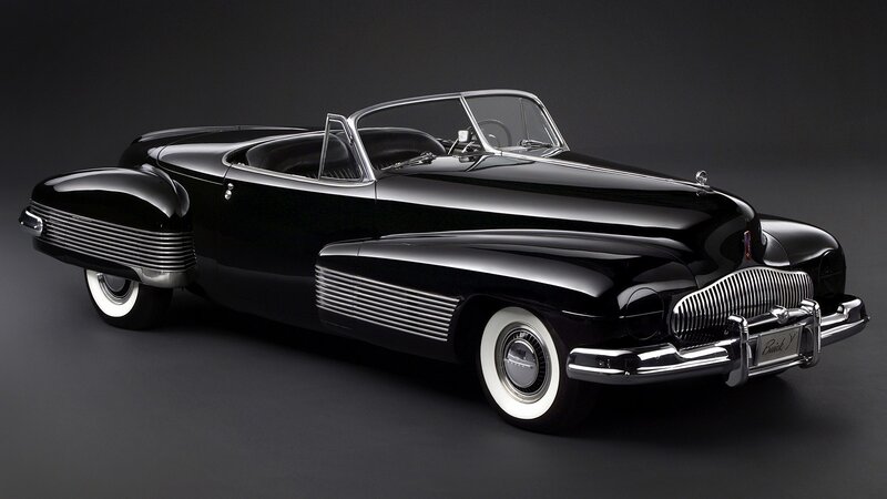 Black Vintage Convertible — Dramatic, Photograph, Car, White-wall Tires, Chrome Grille