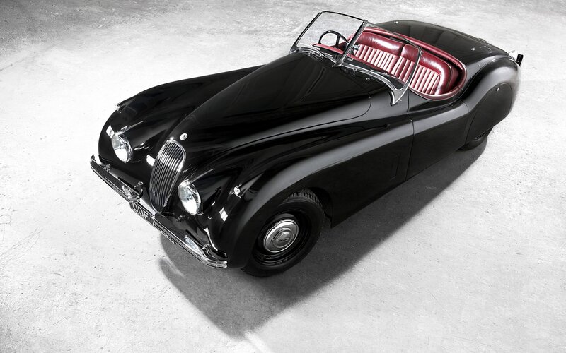 Black Vintage Convertible — Dramatic, Photograph, Red Seats